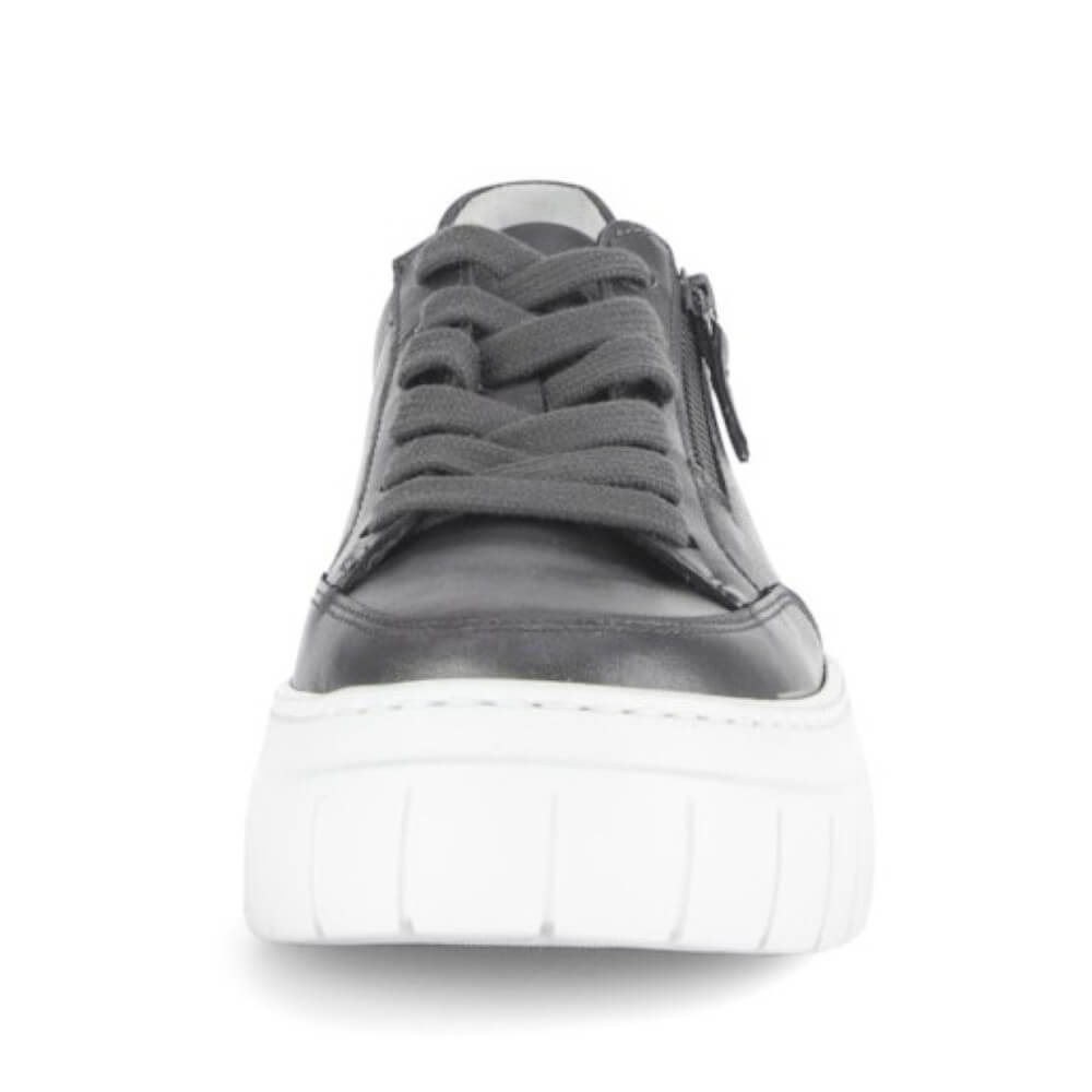 Silver Gray sneaker with white sole Gabor Rivazza Platform Leather Trainer 73.220 Dark Silver
