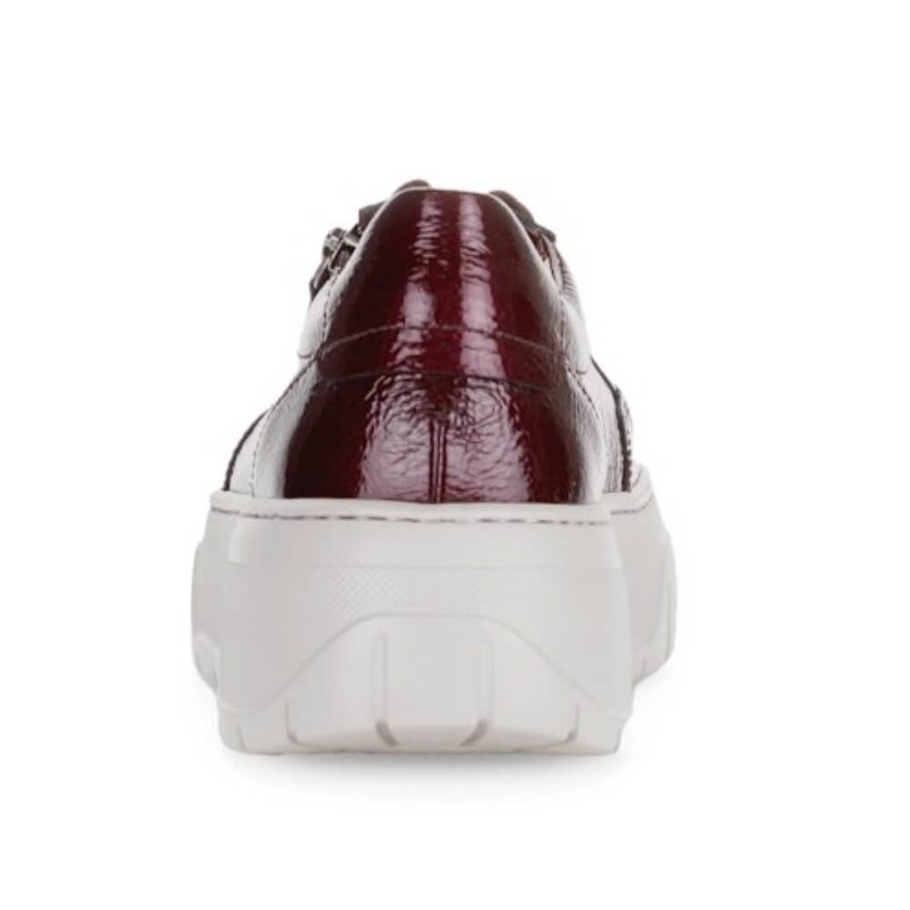 Wine patent sneaker with white sole  Gabor Rivazza Platform Leather Trainer 73.220-BORDEAUX