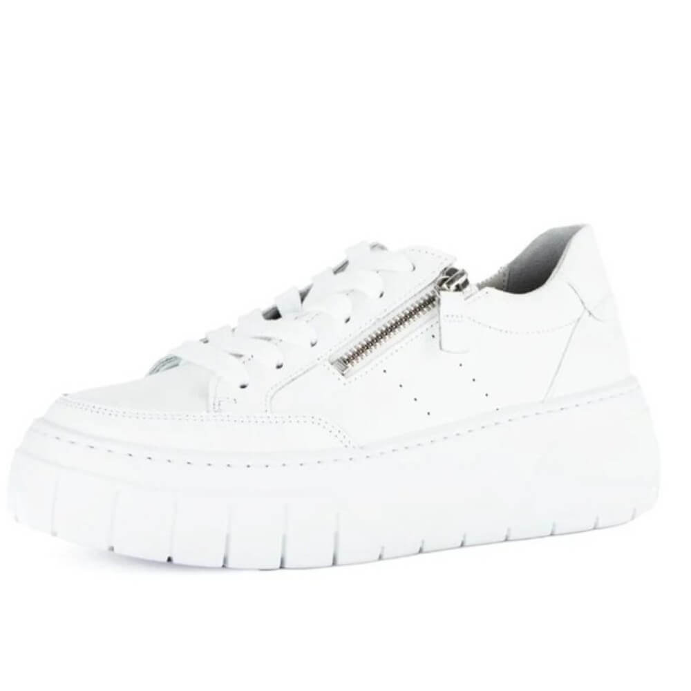 White sneaker with a zipper  Gabor Rivazza Platform Trainer 73.220-WHITE