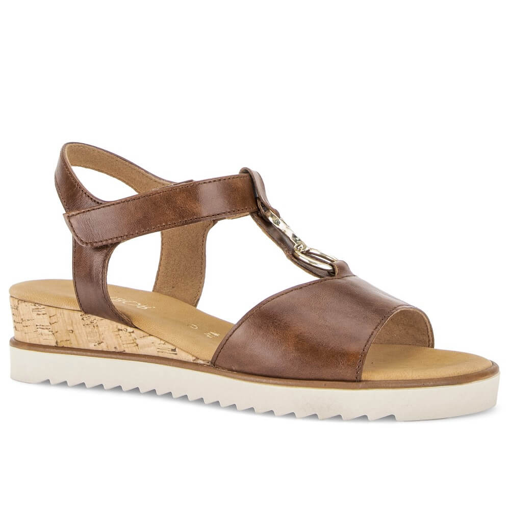 Gabor Brown sandal with a white sole on a white background