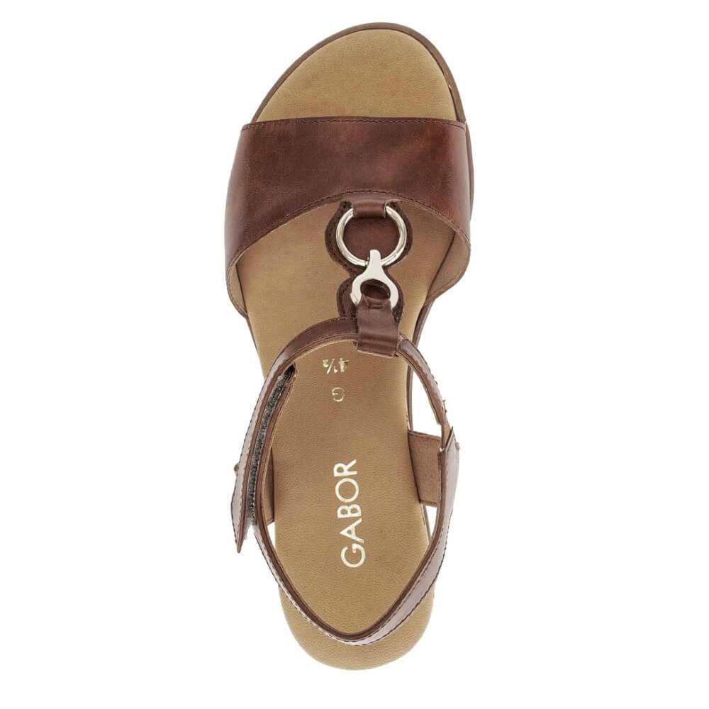 Gabor Brown sandal with a white sole on a white background