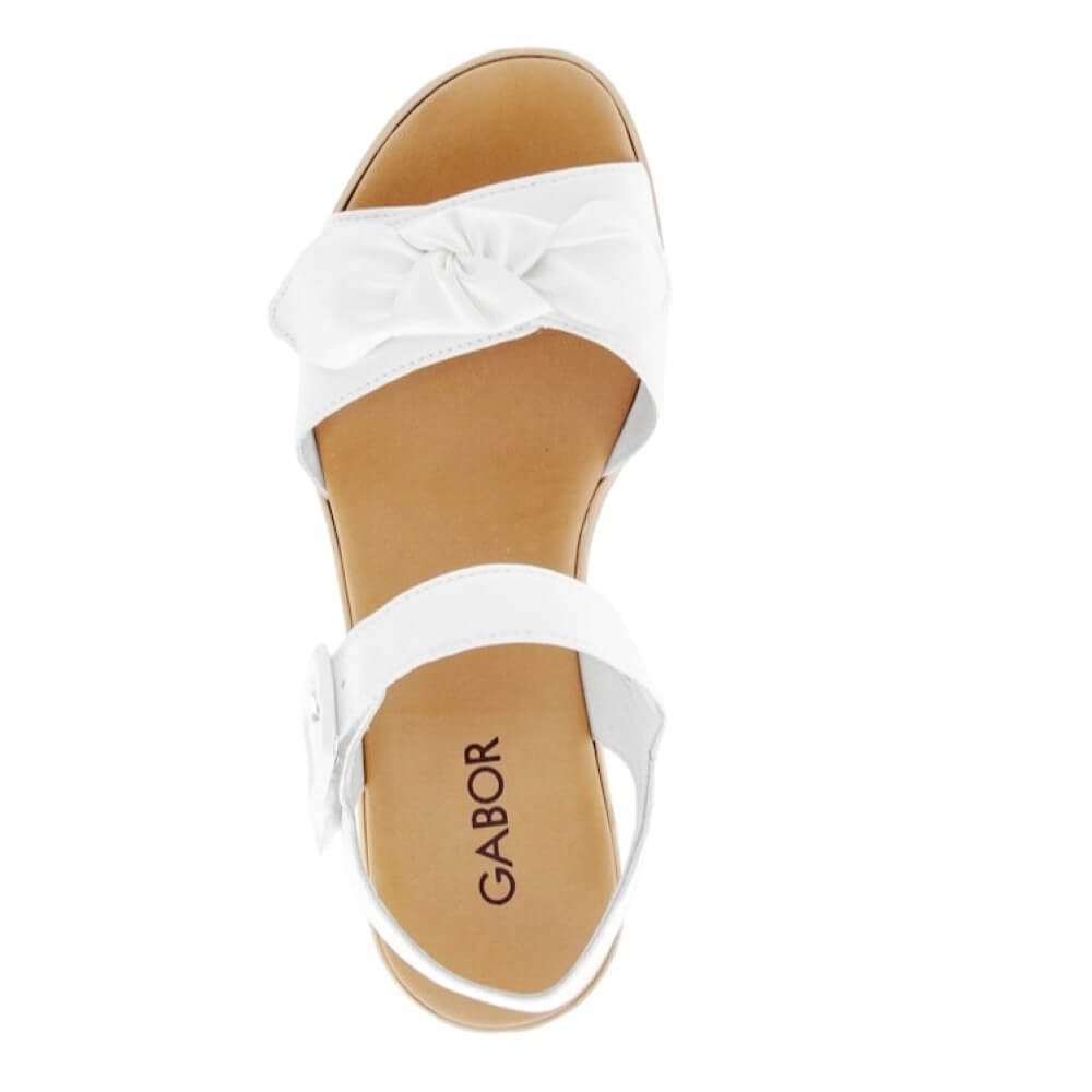 Gabor Latte White Wedge Sandals on a white background