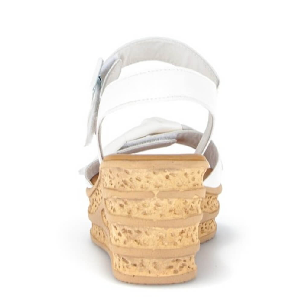 Gabor Latte White Wedge Sandals on a white background