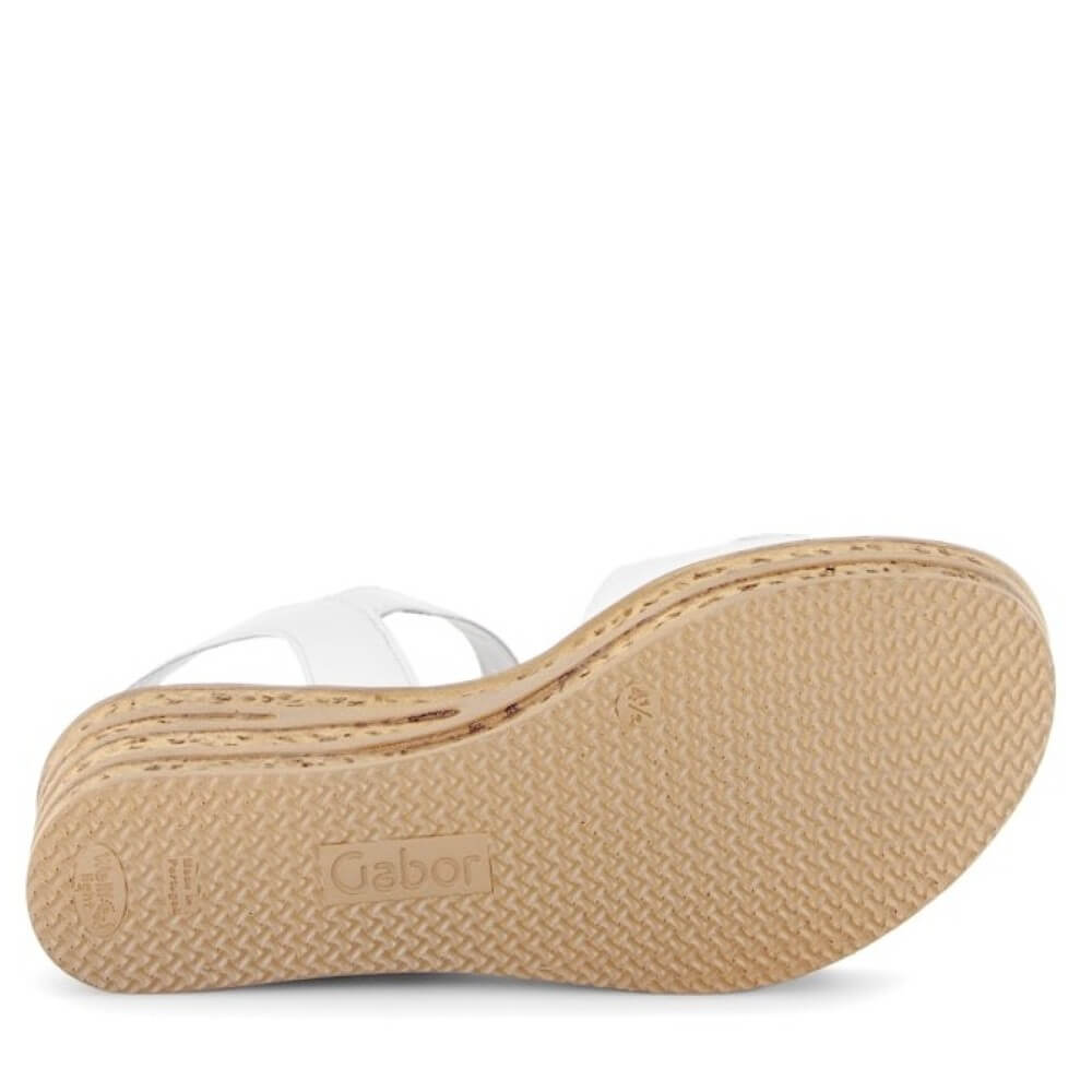 Gabor Teman 84.653 Leather Wedge Sandals Latte