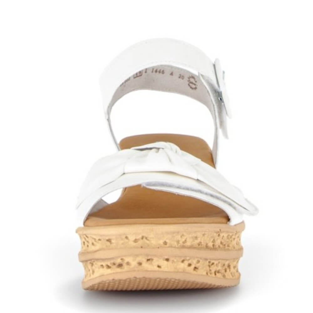 Gabor Latte White Wedge Sandals on a white background