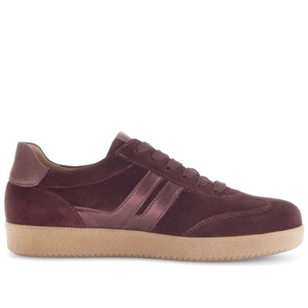 Maroon sneaker with a beige sole on a white background Gabor West Leather Trainer 73.300-MULBERRY