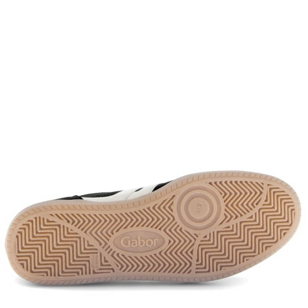 Black sneaker with a white stripe on a white background Gabor West Leather Trainer 73.300-BLACK