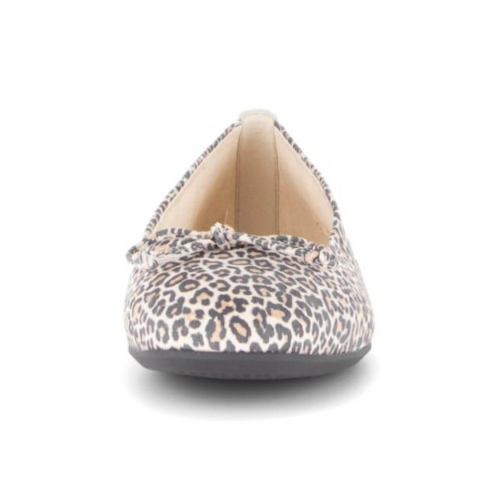 Leopard print flat shoe on a white background