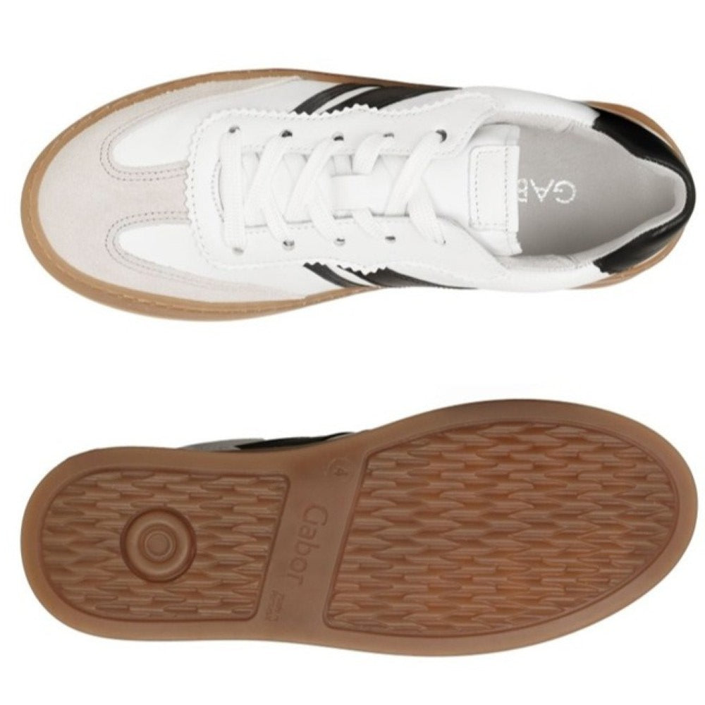 Gabor Dahma 86.475 White sneaker with black accents on a white background