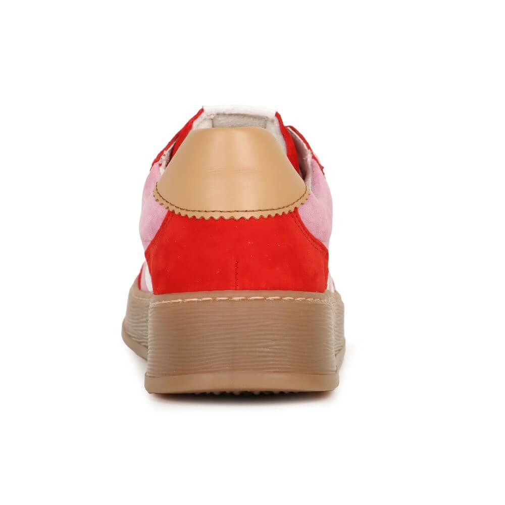 Red and beige sneaker on a white background