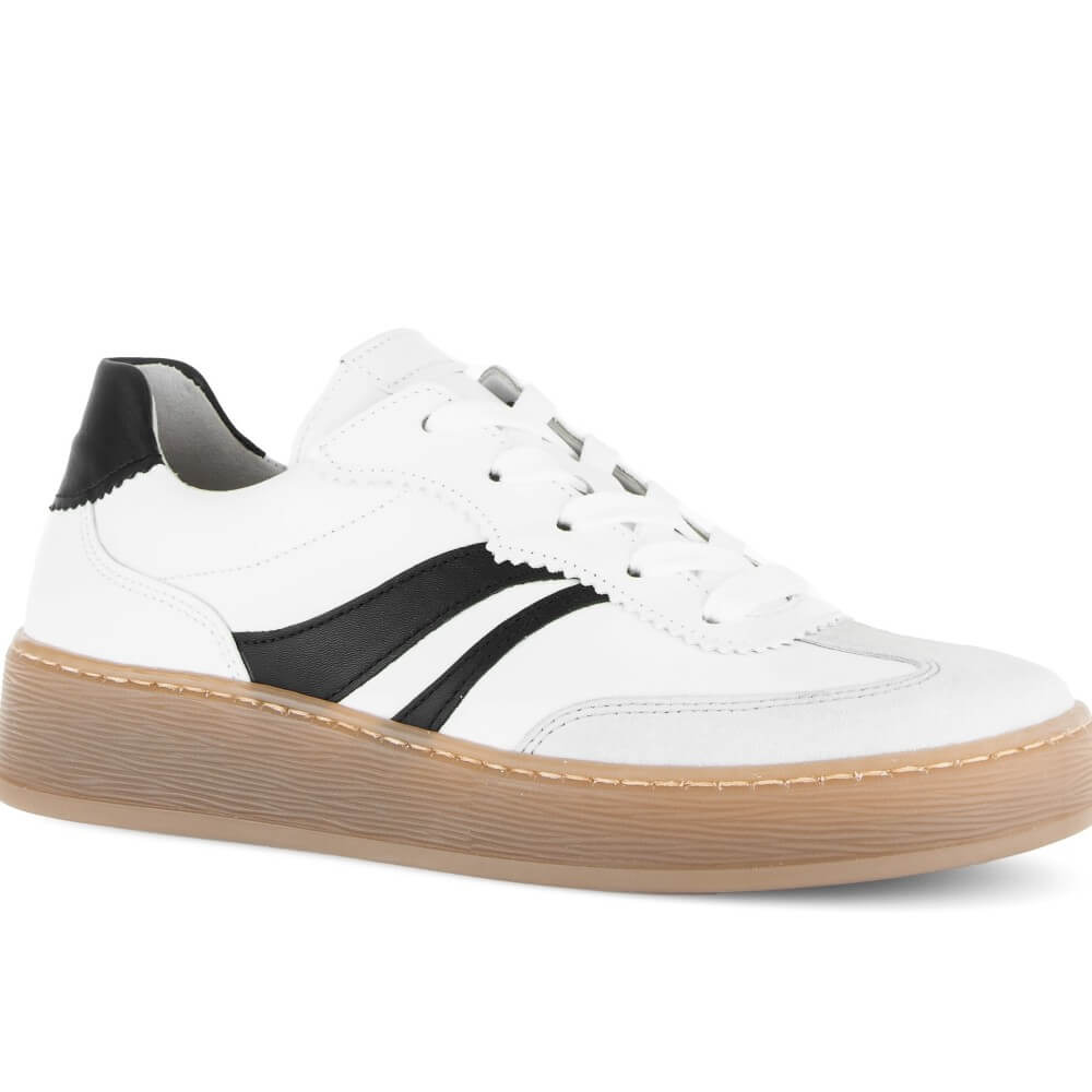 Gabor Dahma 86.475 White sneaker with black accents on a white background