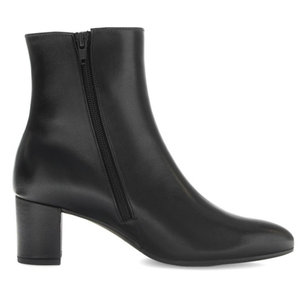 Black ankle boot with a zipper on a white background Black  block heel ankle boot on a white background Gabor Dial Leather Ankle Boots 75.701