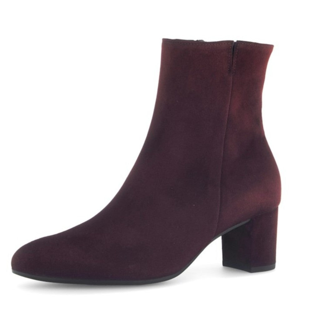Pair of maroon ankle boots on a white background Gabor Dial Suede Ankle Boots 75.701 Mulberry