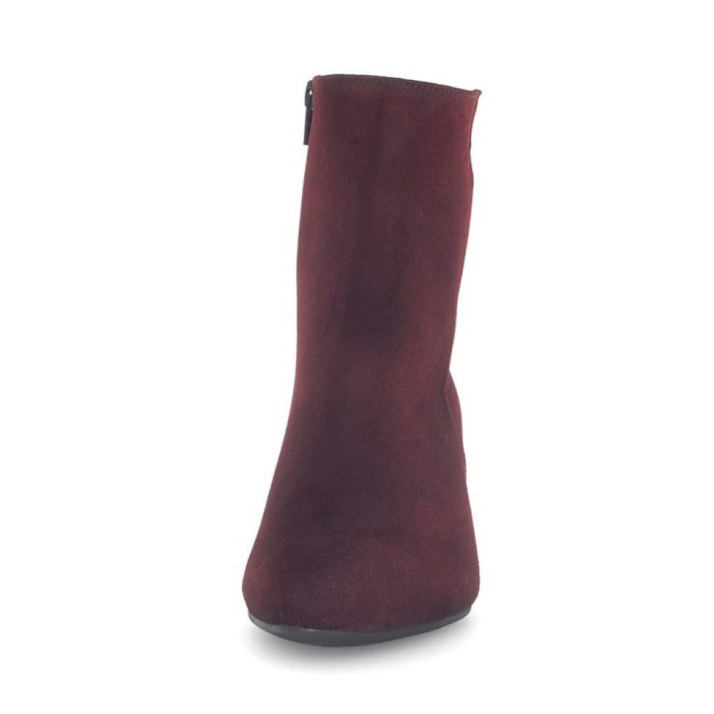 Maroon ankle boot with a zipper on a white background Gabor Dial Suede Ankle Boots 75.701 Mulberry
