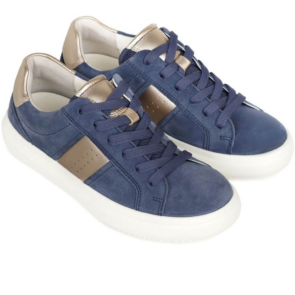 Blue and gold nubuck leather lace-up Gabor