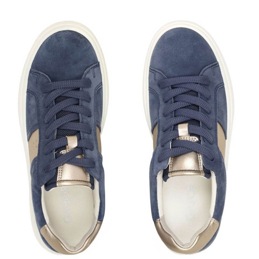 Blue and gold nubuck leather lace-up Gabor