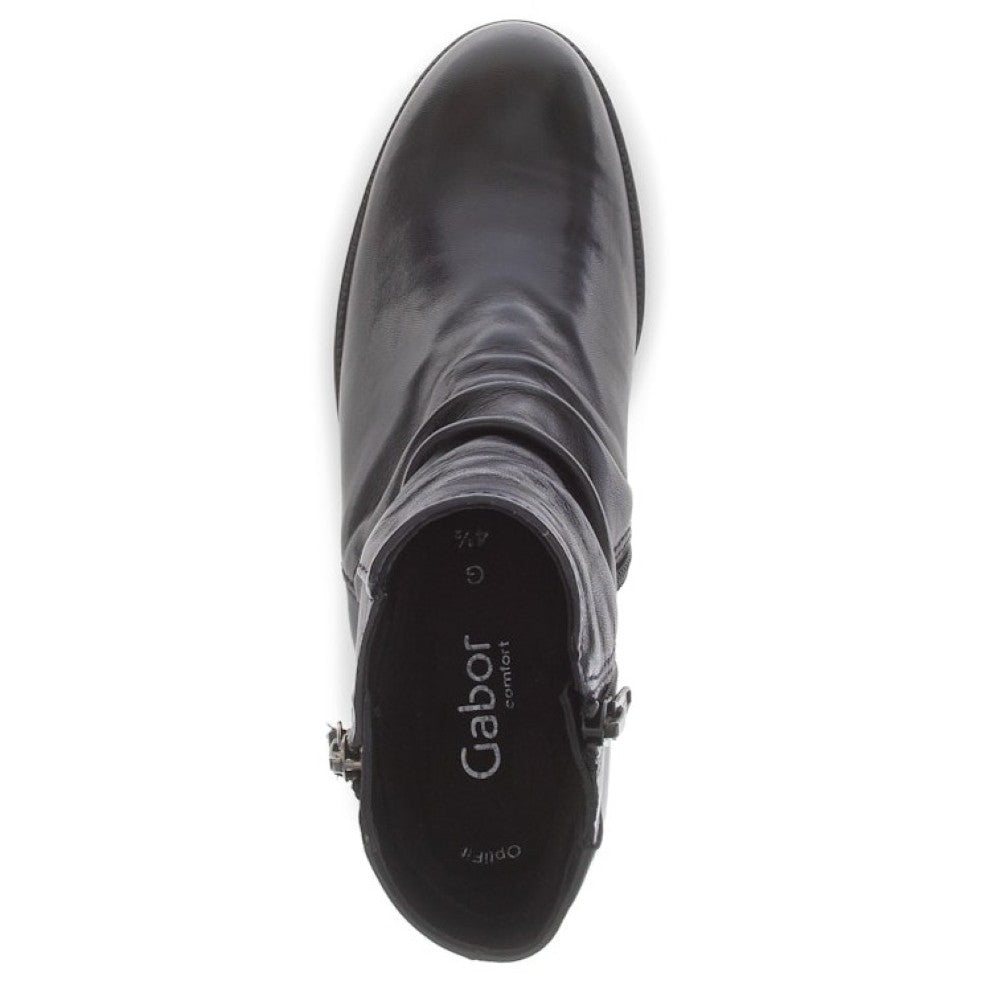 Navy leather ankle boot with a zipper on a white background Gabor Jenna Leather Ankle Boots 72.811 Navy