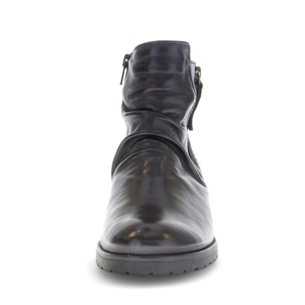 Navy leather ankle boot with a zipper on a white background Gabor Jenna Leather Ankle Boots 72.811 Navy