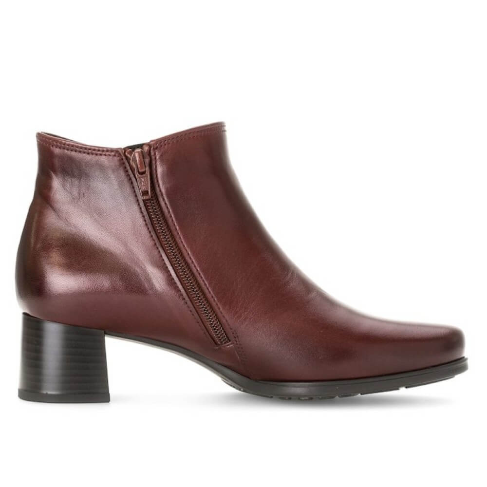 Dark Red  leather ankle boot with a block heel on a white background Gabor Keegan Leather Ankle Boot 72.827 Dark Red