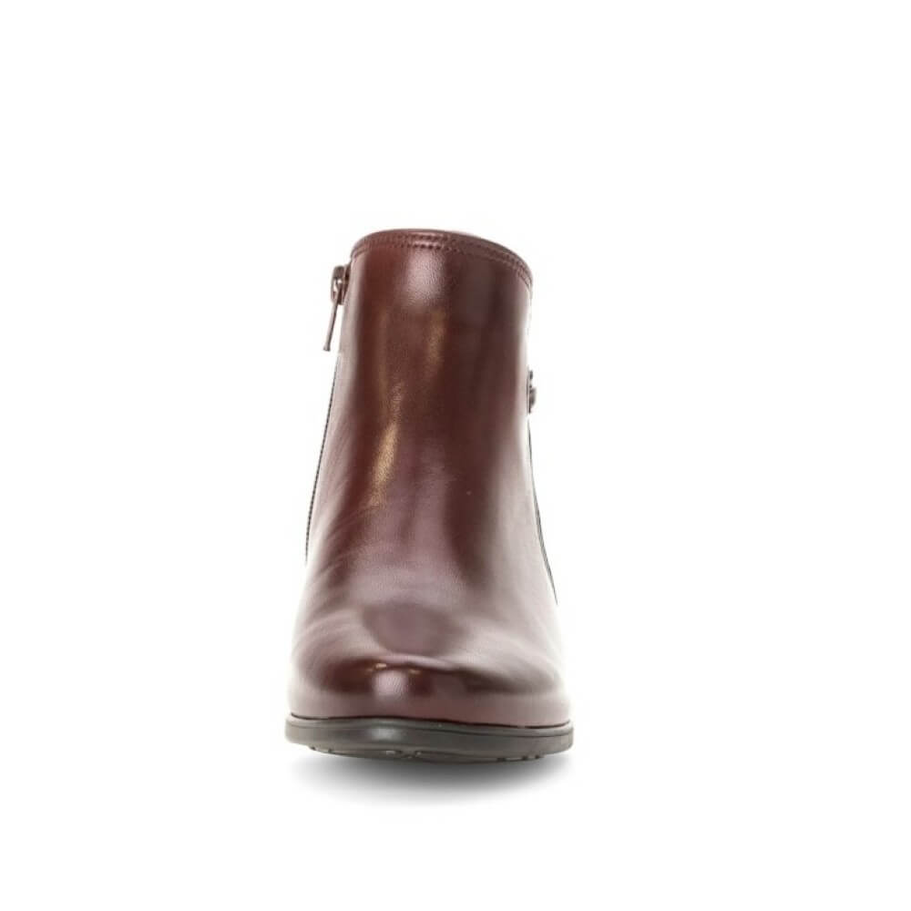 Dark Red  leather ankle boot with a block heel on a white background Gabor Keegan Leather Ankle Boot 72.827 Dark Red