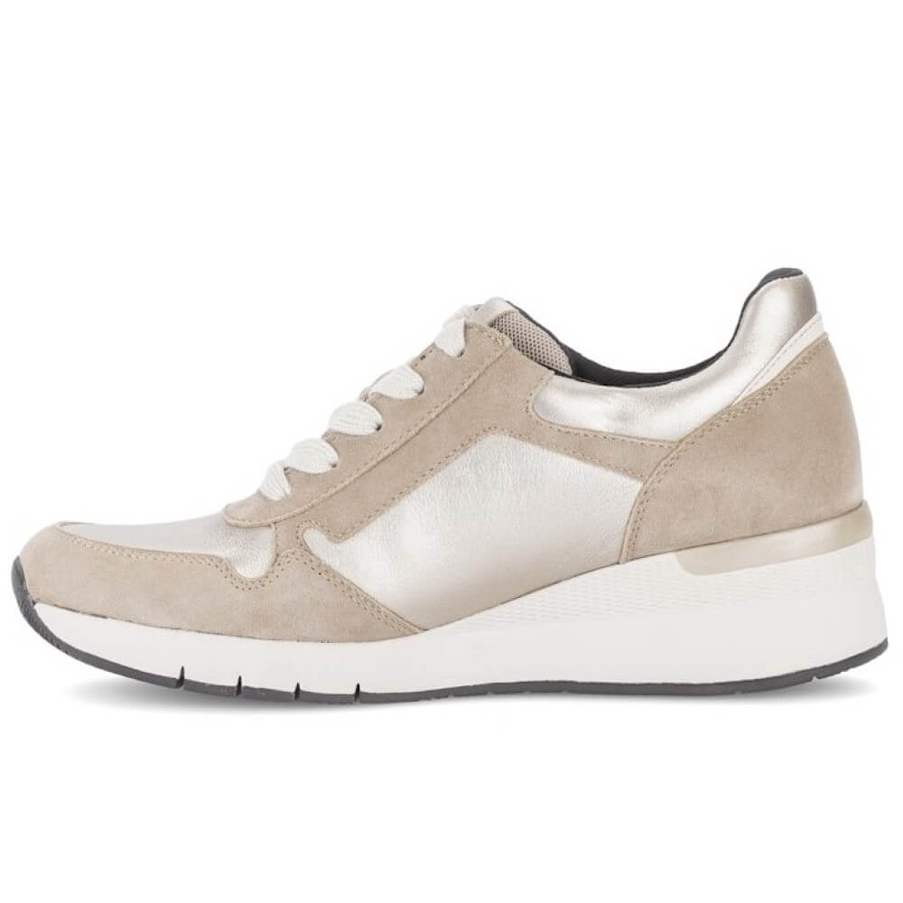 Gabor Louisina Leather Wedge Trainer 76.508 Puder Beige