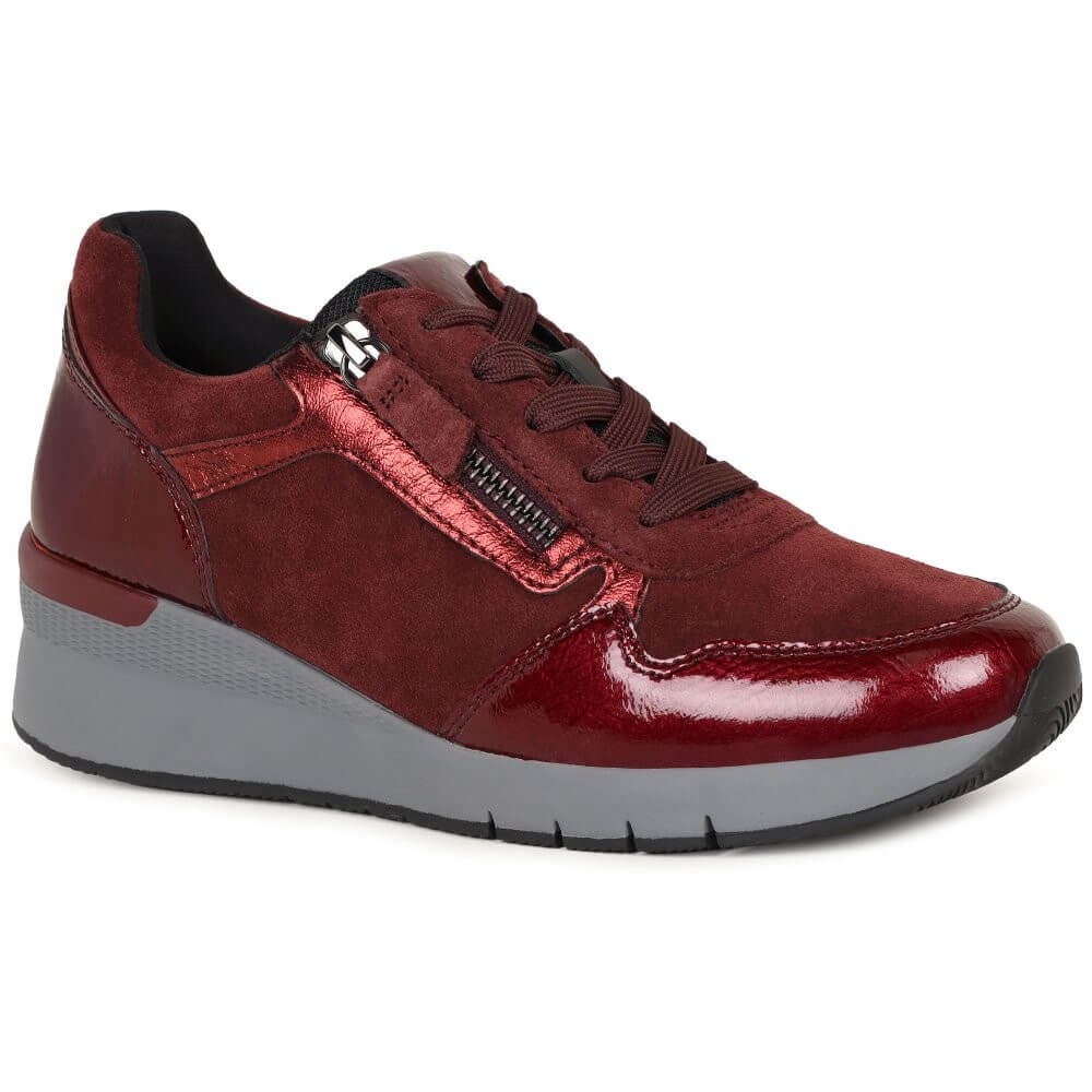Gabor Louisina Leather Wedge Trainer 76.508 Merlot Patent Combi