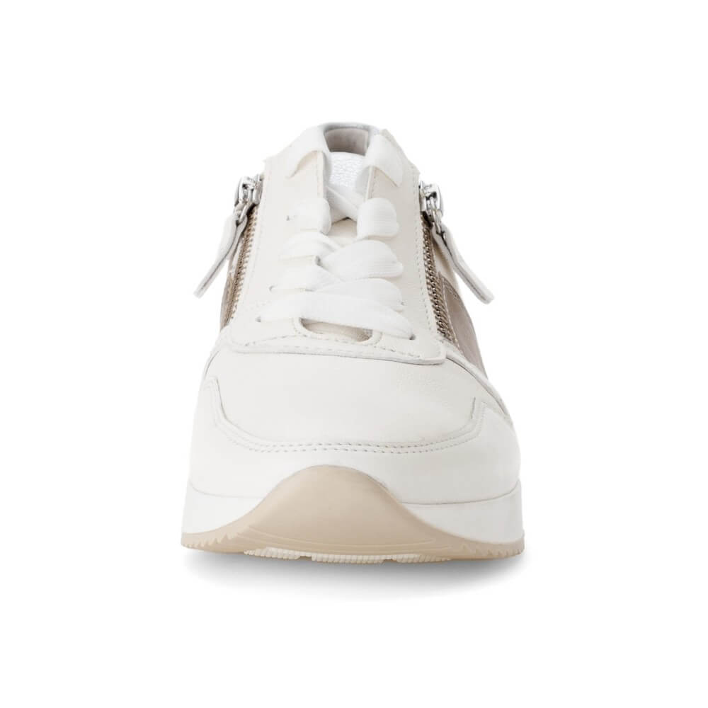 White sneaker with zippers on a white background