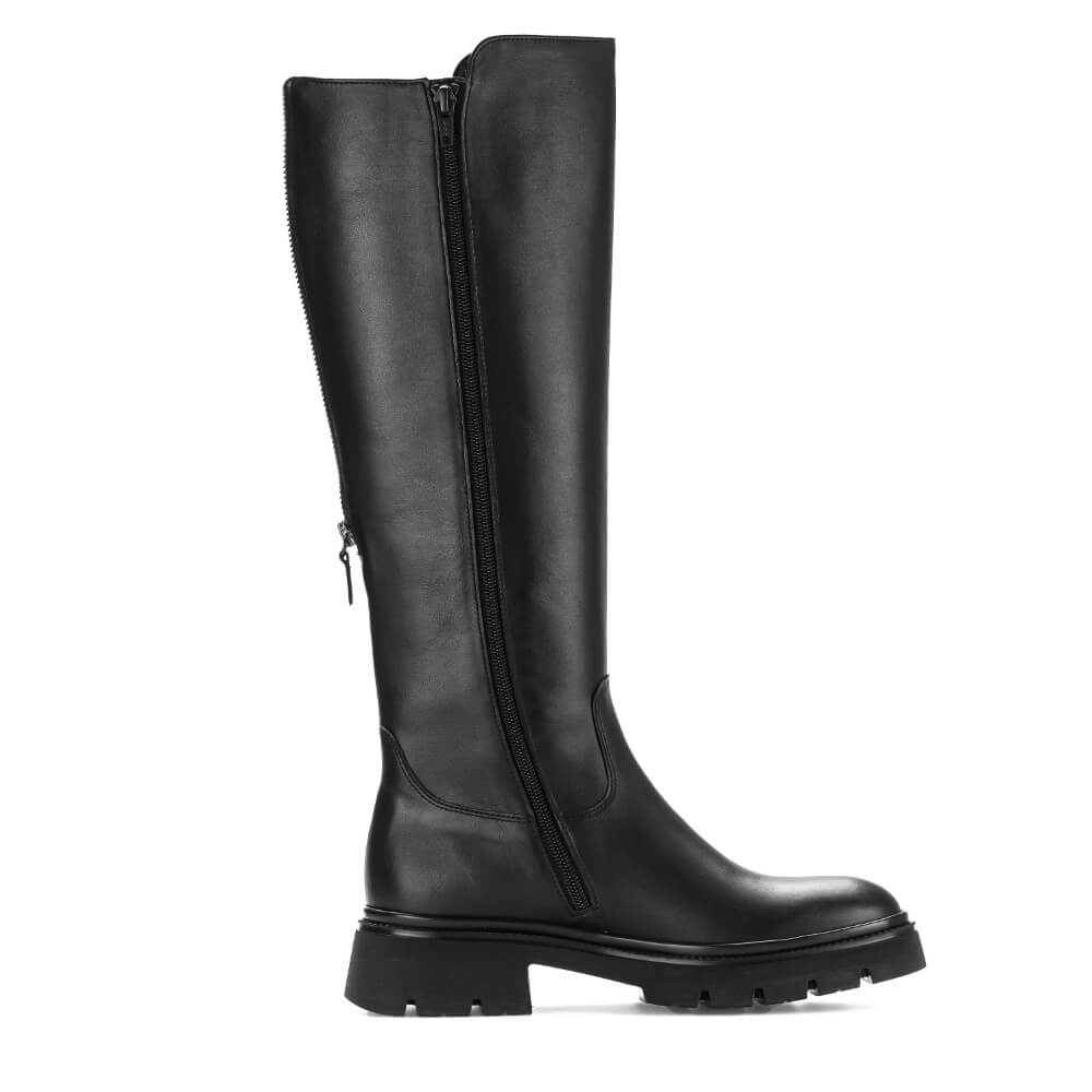 Gabor Match 71.859 Black Leather Knee High Boot Black