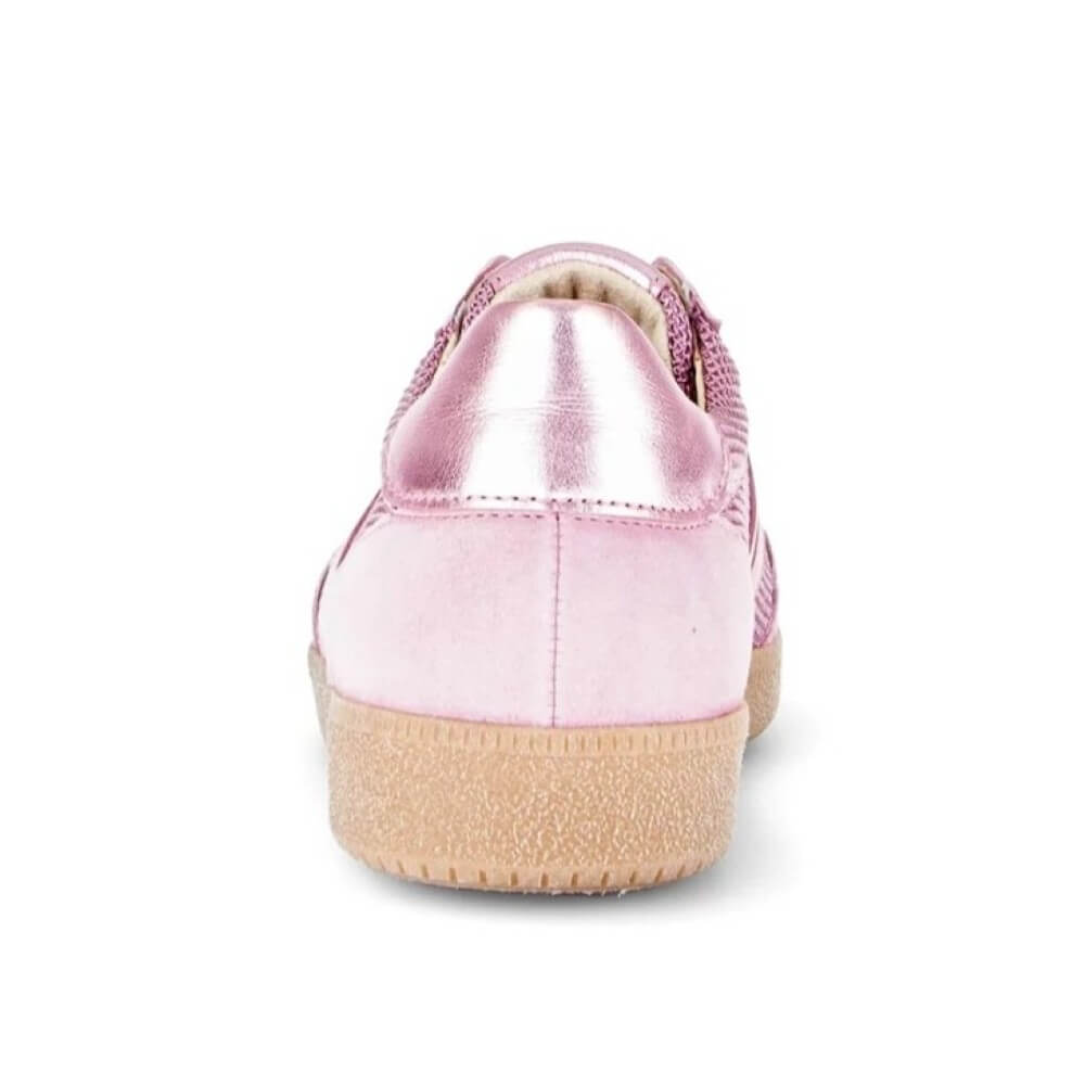 Pink sneakers with 'Gabor' branding on a white background
