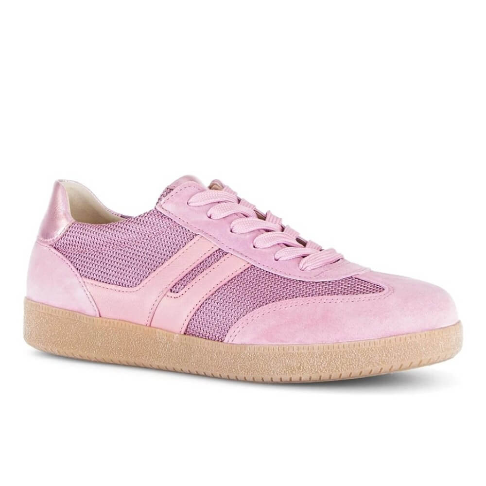 pink leather and mesh gabor sneaker