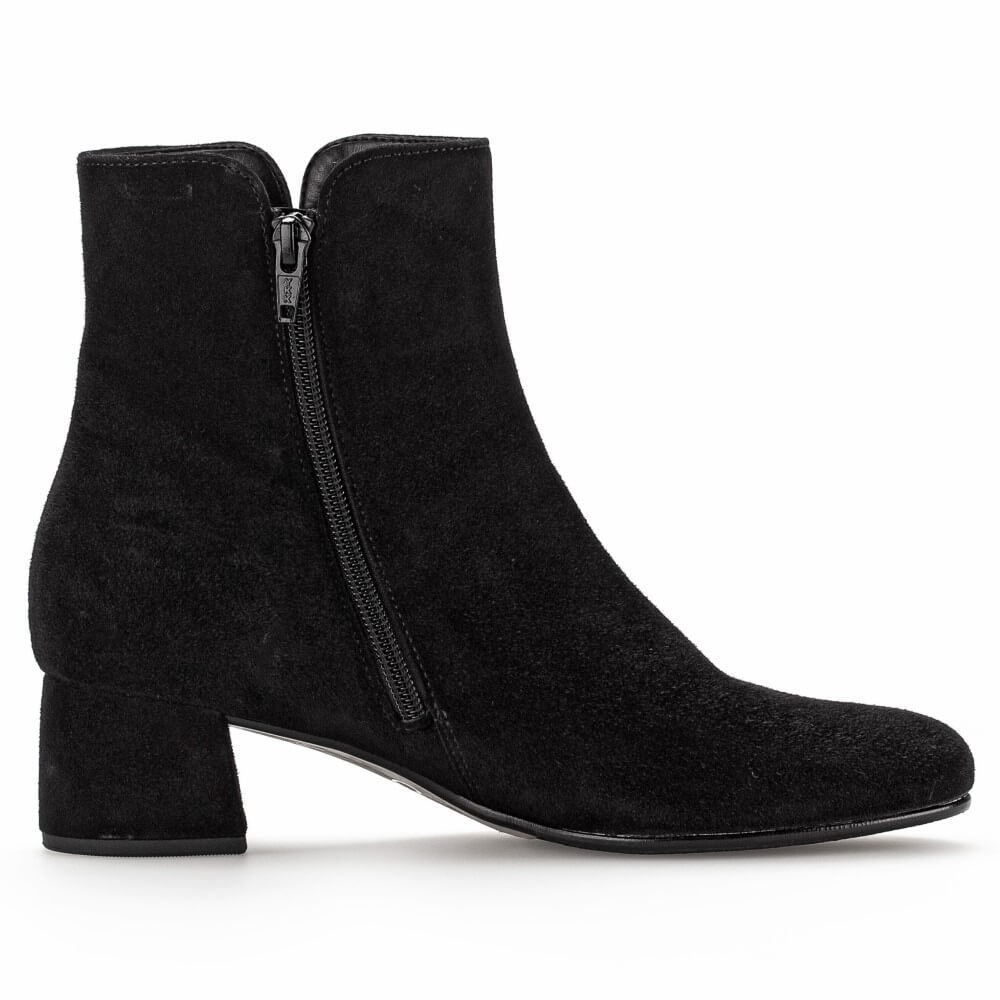 Black suede ankle boot on a white background Gabor Abbey 75.680 Suede Ankle Boot