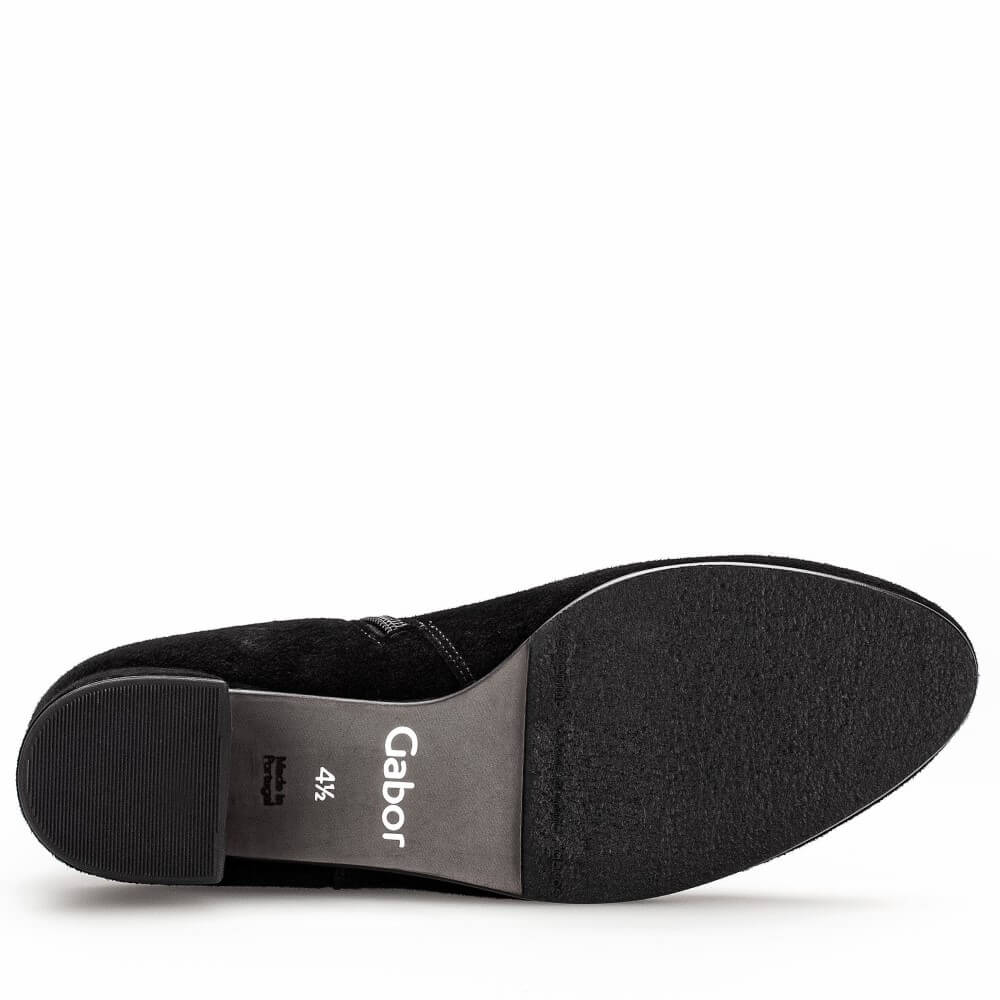 Black suede ankle boot on a white background Gabor Abbey 75.680 Suede Ankle Boot