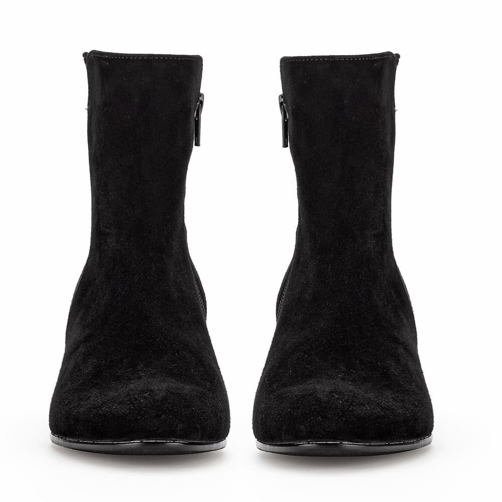 Black suede ankle boot on a white background Gabor Abbey 75.680 Suede Ankle Boot