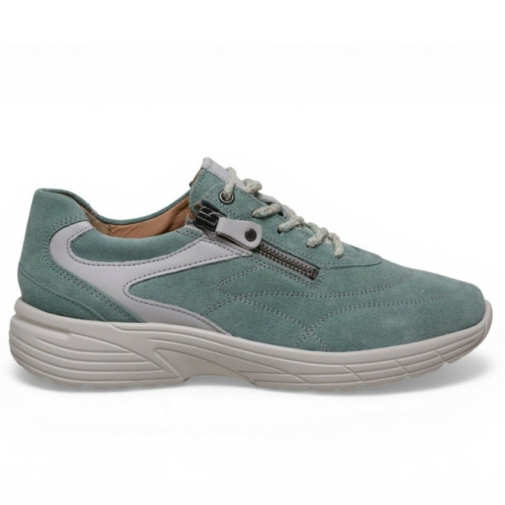 Hartjes Mint Green Suede Laced shoe with zipper