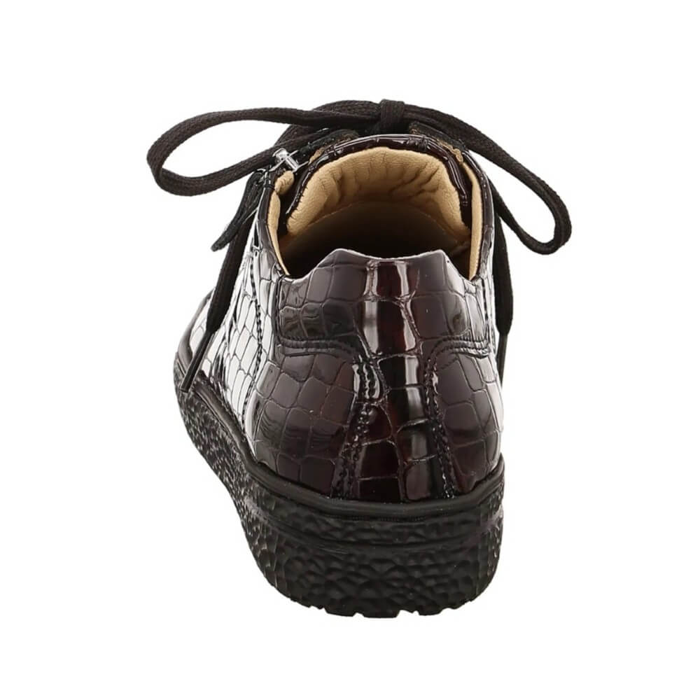 wine crocodile-patterned sneaker with a zipper on a white background Hartjes Phil 162.1402 H-Fit Leather Burgundy