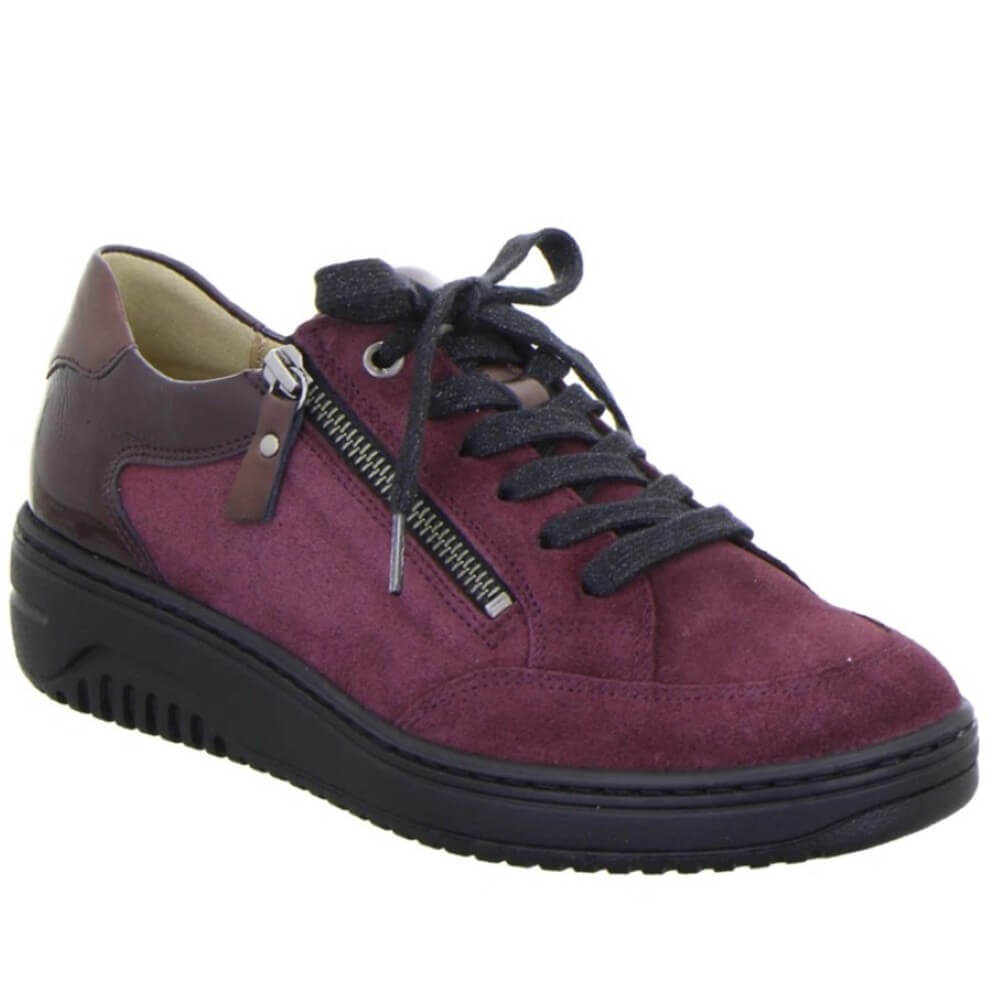 Hartjes Soul 162.1703 Extra Wide K-Fit Laced-up sneaker in aubergine