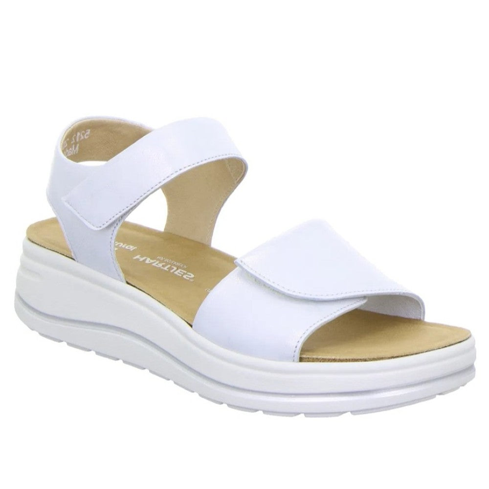 Hartjes Silver Leather Velcro Sandal with a white sole