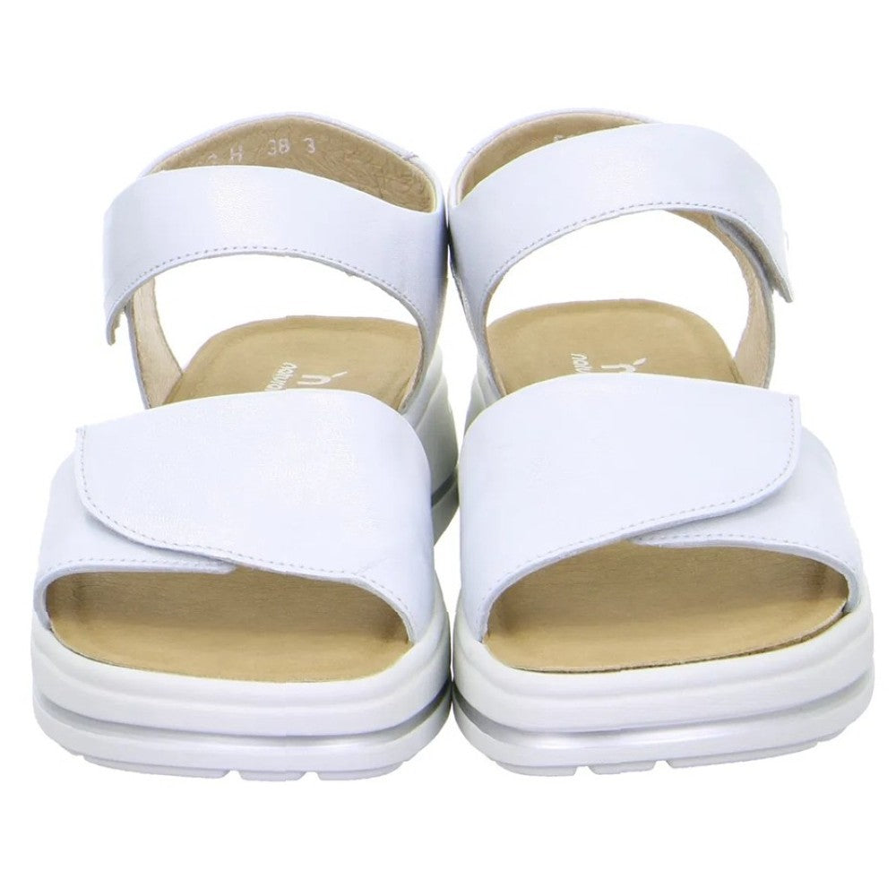 Hartjes Silver Leather Velcro Sandal with a white sole