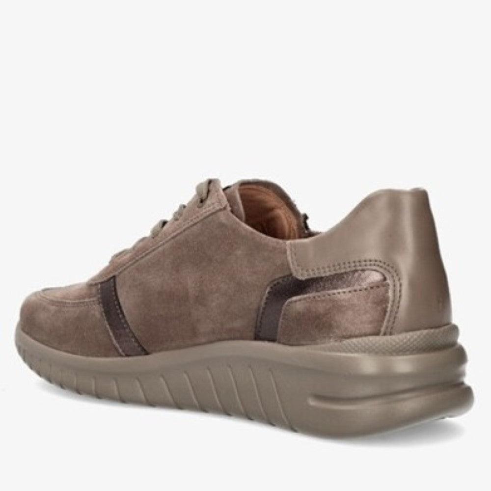 Brown sneaker with a zipper on a white background Hartjes Wave Lace-up H-Fit 162.2401