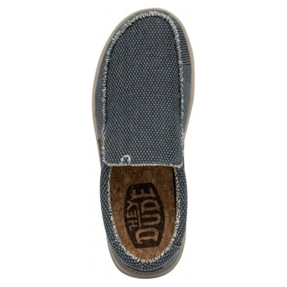 HeyDude Blue casual shoe with brand logo on a white background