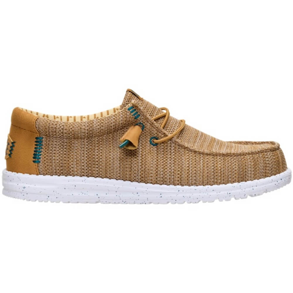 HeyDude Brown casual shoe with white sole on a white background
