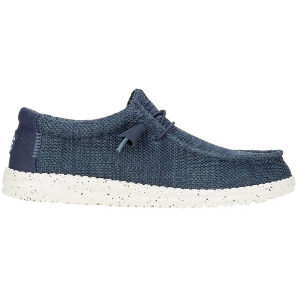 HeyDude Blue casual shoe with white sole on a white background