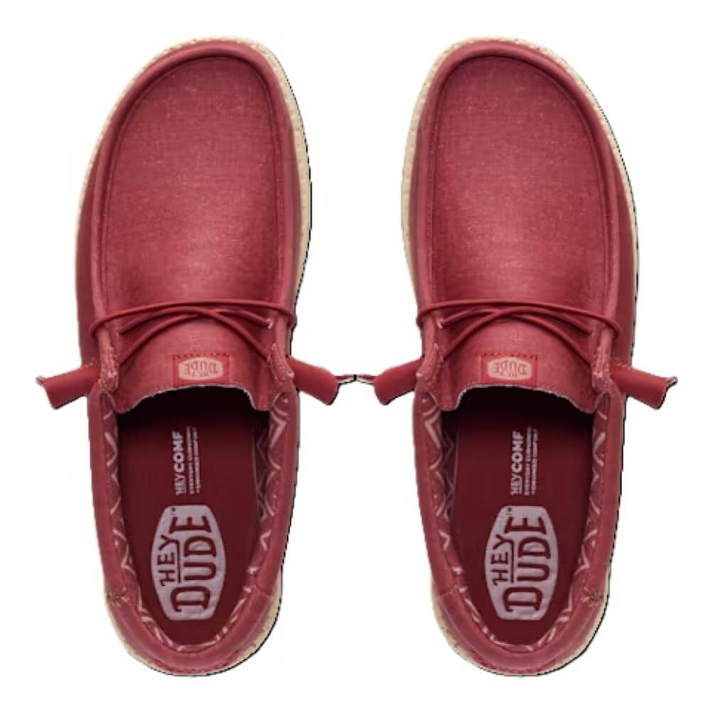 Heydude Red loafer shoe on a white background