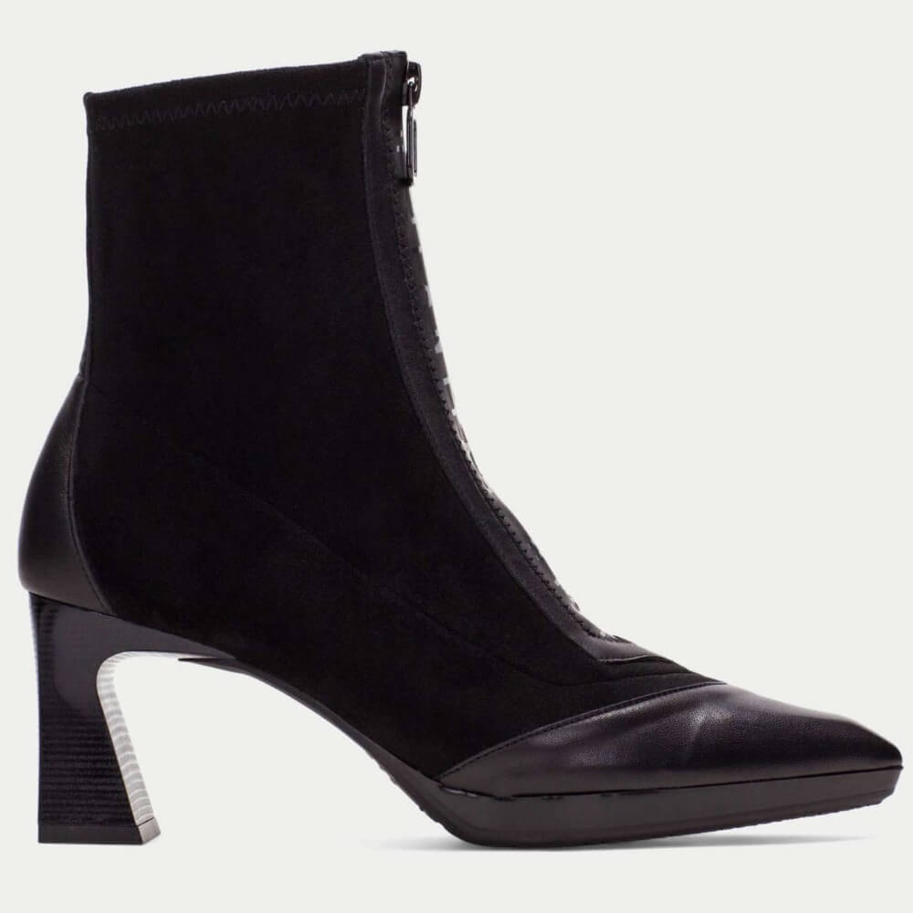 Black ankle boot with a pointed toe and high heel on a white background Hispanitas Atlanta Centre Zip HI254186-BLACK ankle boots 