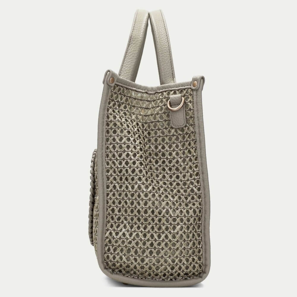 Hispanitas Raffia Shopper Shoulder Bag BV264717 Alga Green