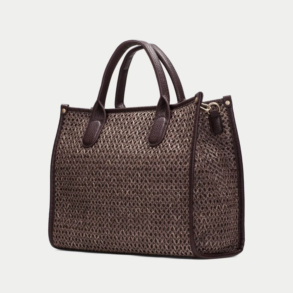 Hispanitas Raffia Shopper Shoulder Bag BV264717 Hazelnut Brown