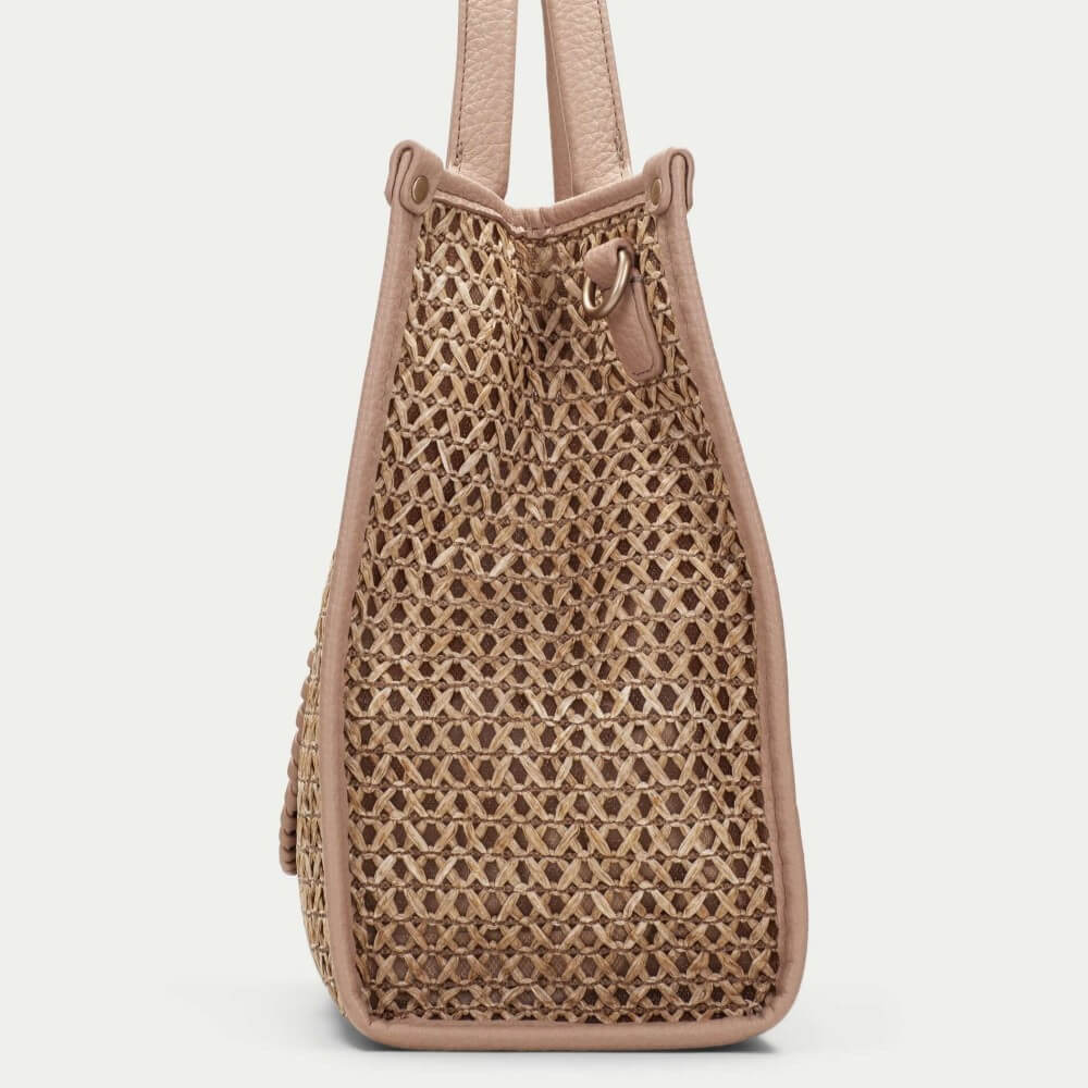 Hispanitas Raffia Shopper Shoulder Bag BV264717 Almond