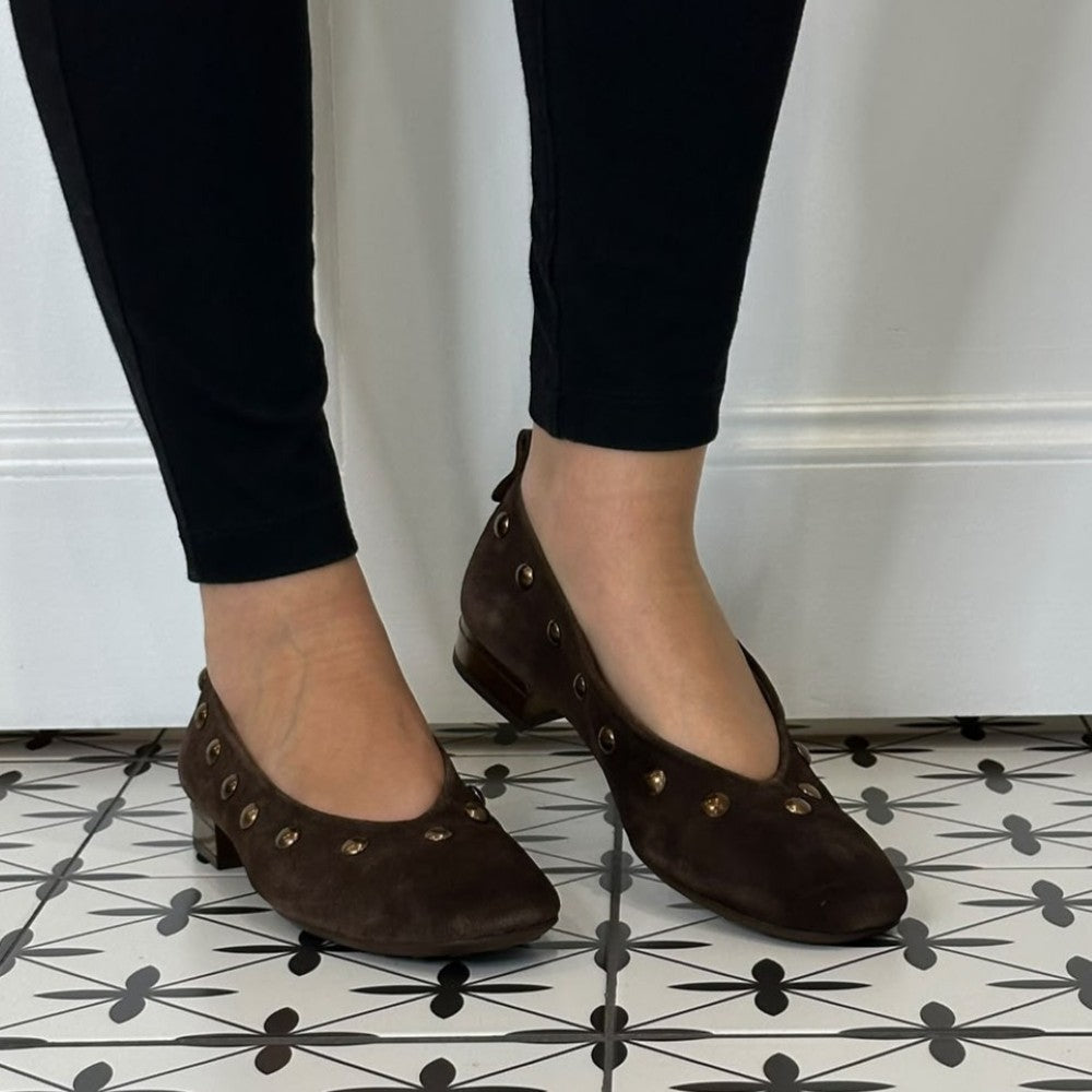 Hispanitas Oslo HI265058 Espresso Brown Suede Ballerina