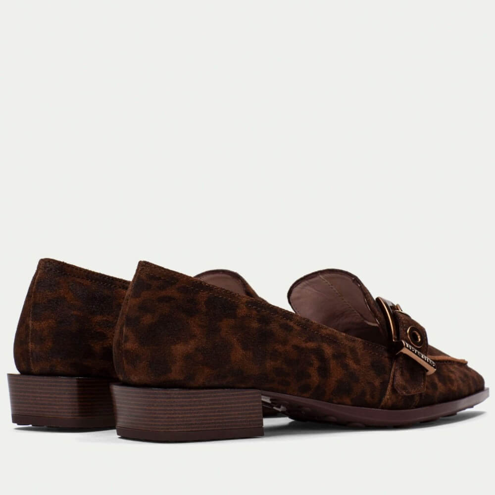 Brown loafers with gold buckles on a white background Hispanitas Turin loafers HI254262