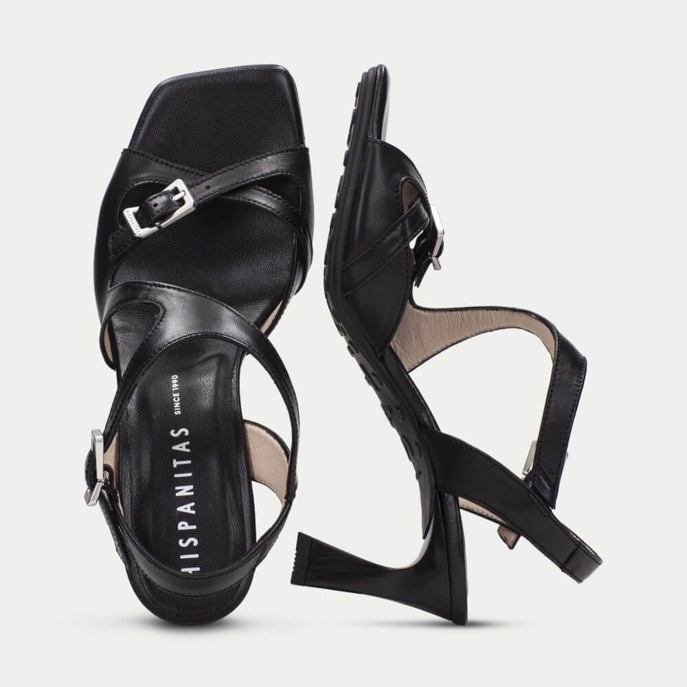 Hispanitas HV264814 Rosa Heel Sandal Black Leather
